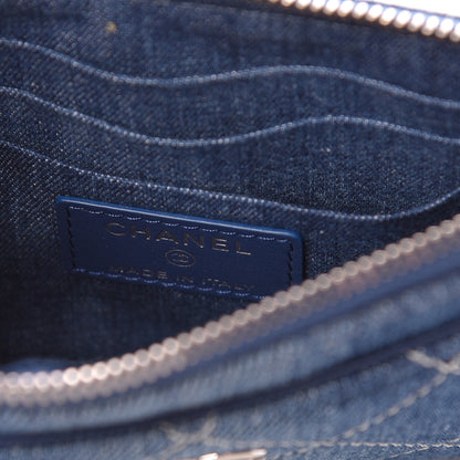 Chanel Denim Quilted Classic Zip Pouch Blue 6 of 8