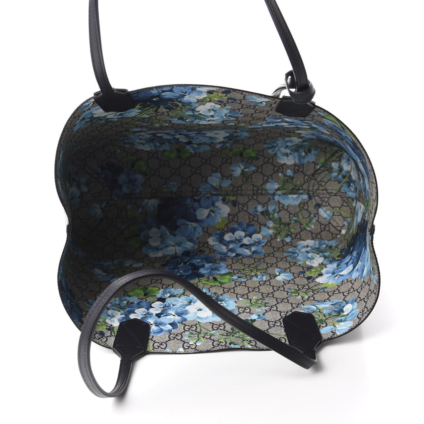 GG Supreme Monogram Blooms Medium Reversible Tote Beige Blue Navy