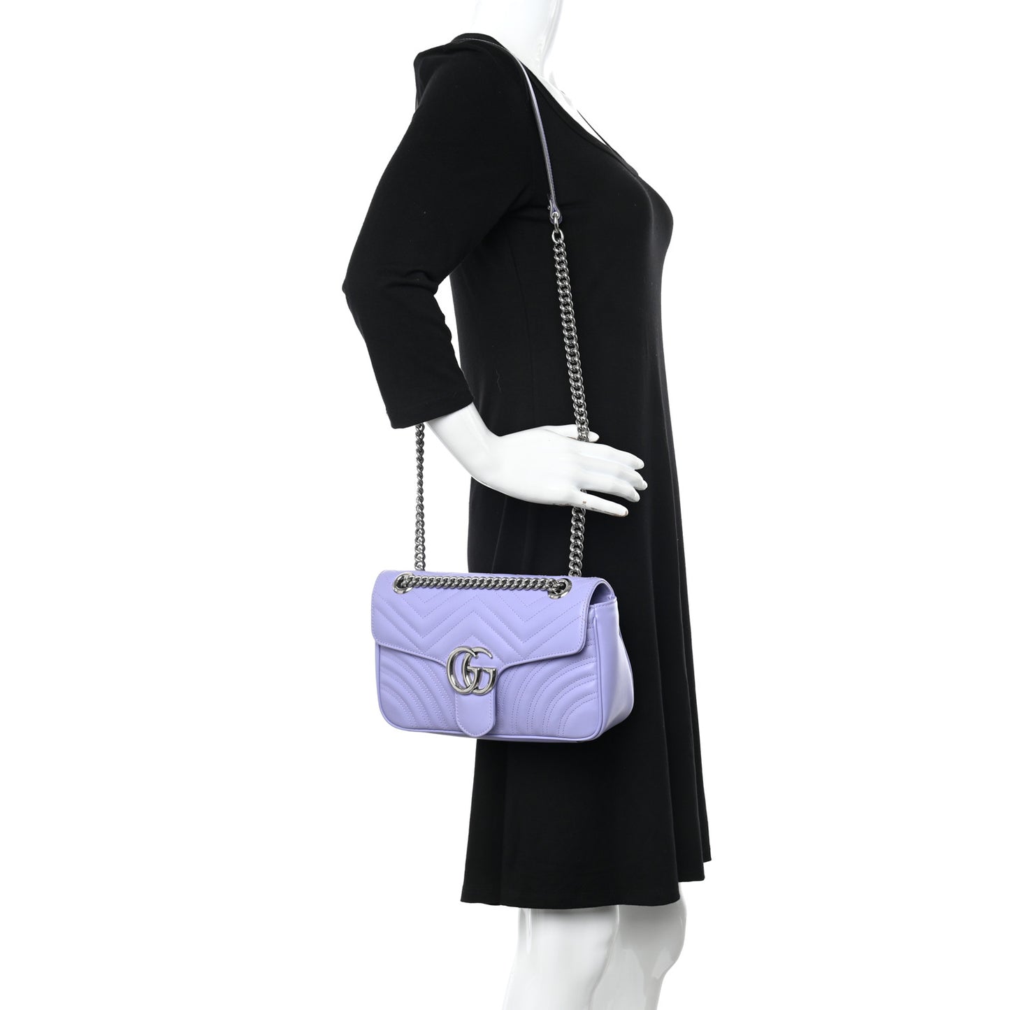 Calfskin Matelasse Small GG Marmont Shoulder Bag Lapis