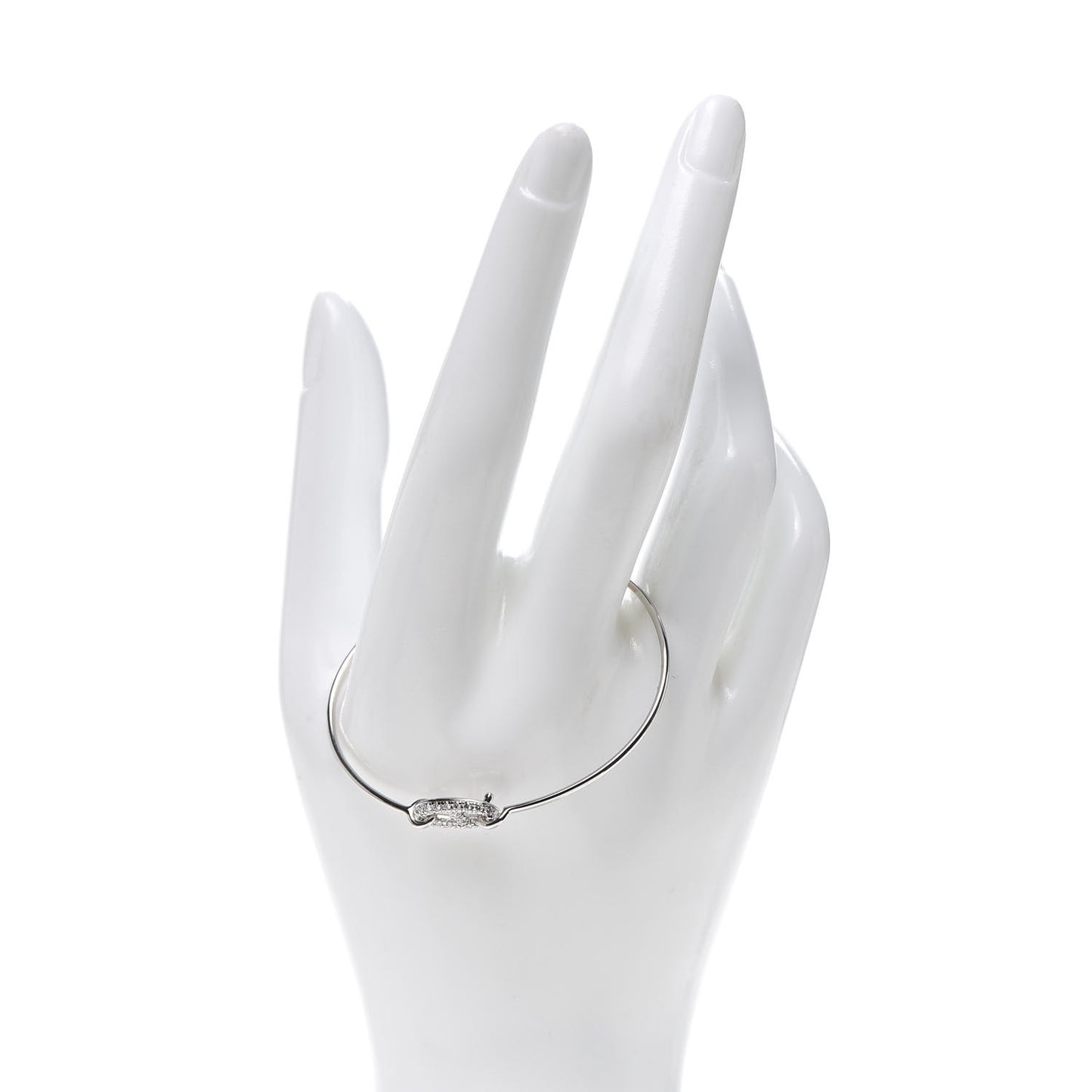 18K White Gold Diamond PM Ronde Chaine d'Ancre Bracelet SH
