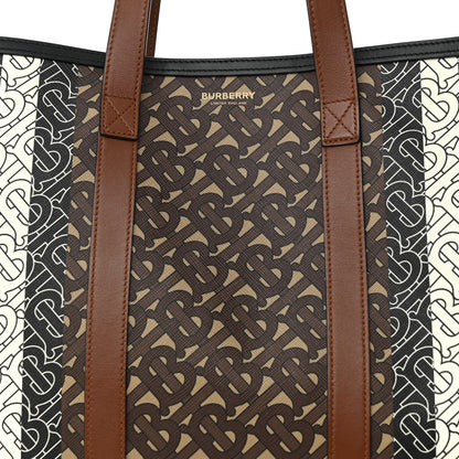 Burberry E-Canvas Monogram Stripe Book Tote Bridle Brown 7 of 21