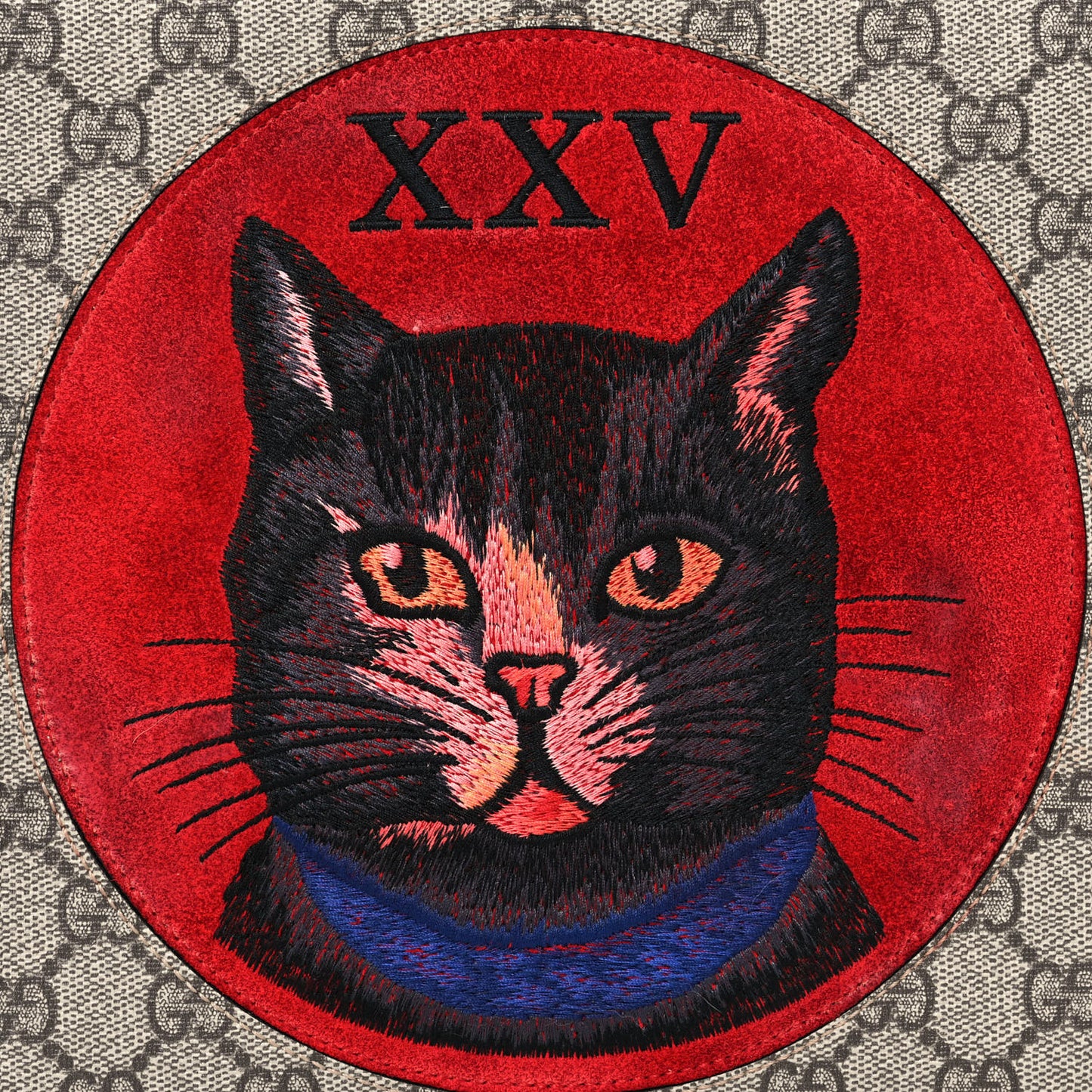 GG Supreme Monogram Mystic Cat Large Zip Pouch Red