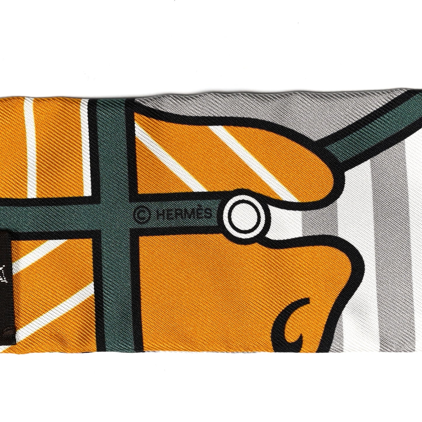 Silk Quadrige Bayadere Twilly Ocre Gris Vert
