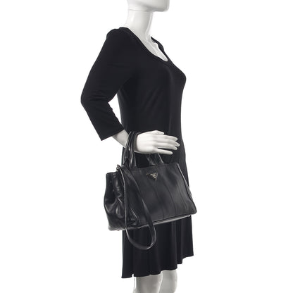 Prada Nappa Vertical Stitched Tote Black 2 of 14