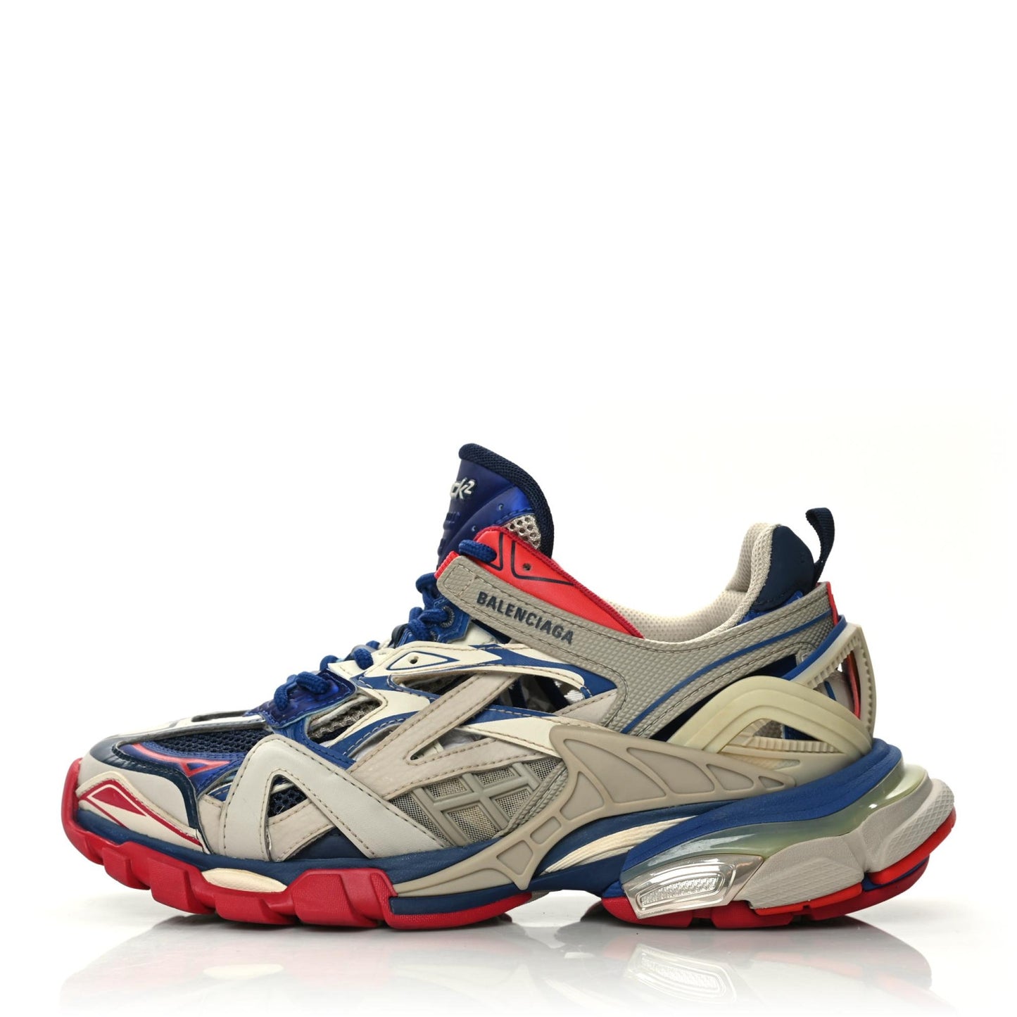 Rubber Mesh Bi-Color Womens Track.2 Open Sneakers 39 Beige Blue Red