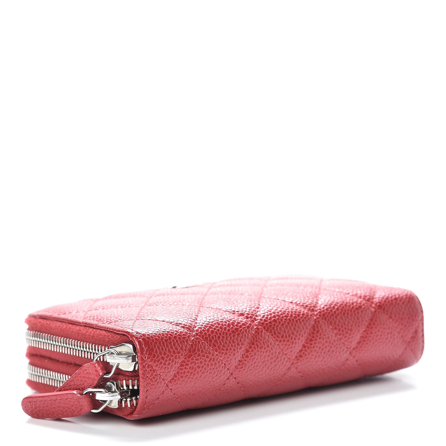 Chanel Caviar Quilted Large Gusset Double Zip Around Wallet Red 4 of 13