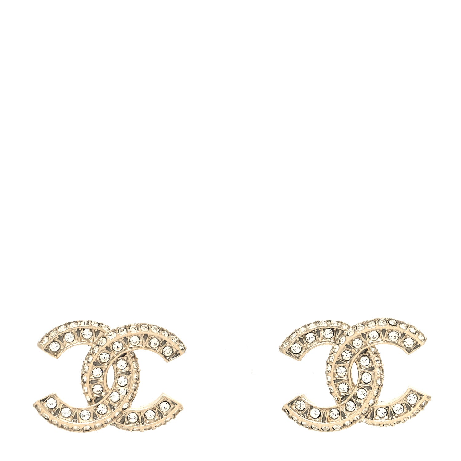 Chanel Crystal Timeless CC Earrings Light Gold 1 of 4