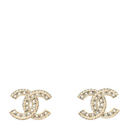 Chanel Crystal Timeless CC Earrings Light Gold 1 of 4