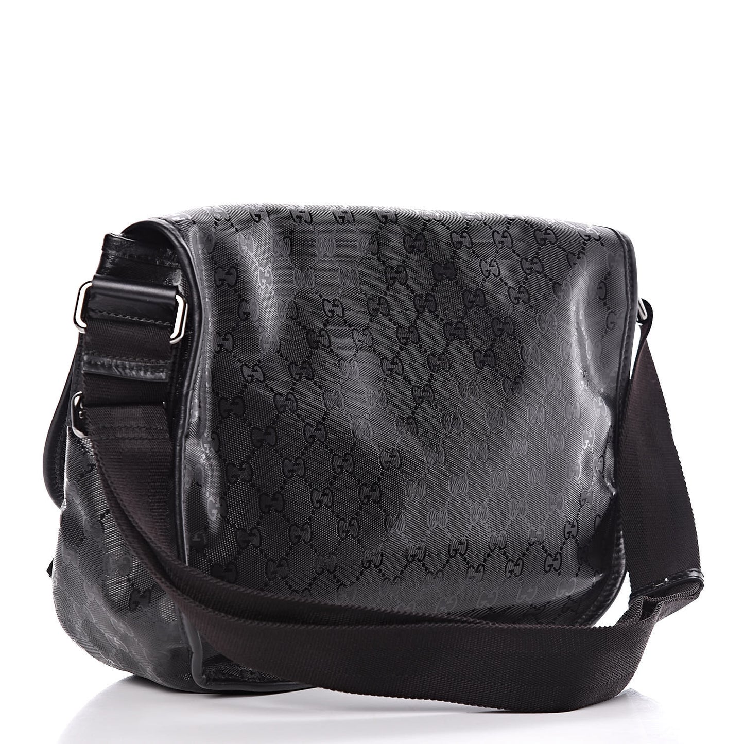 Imprime Monogram Medium Double Buckle Flap Messenger Bag Black