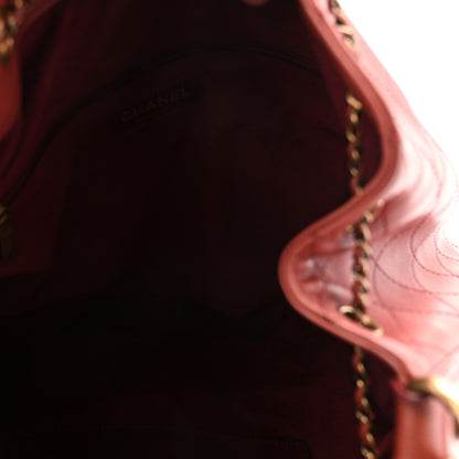 Chanel Calfskin Stitched Large Drawstring CC Bag Burgundy 5 of 10