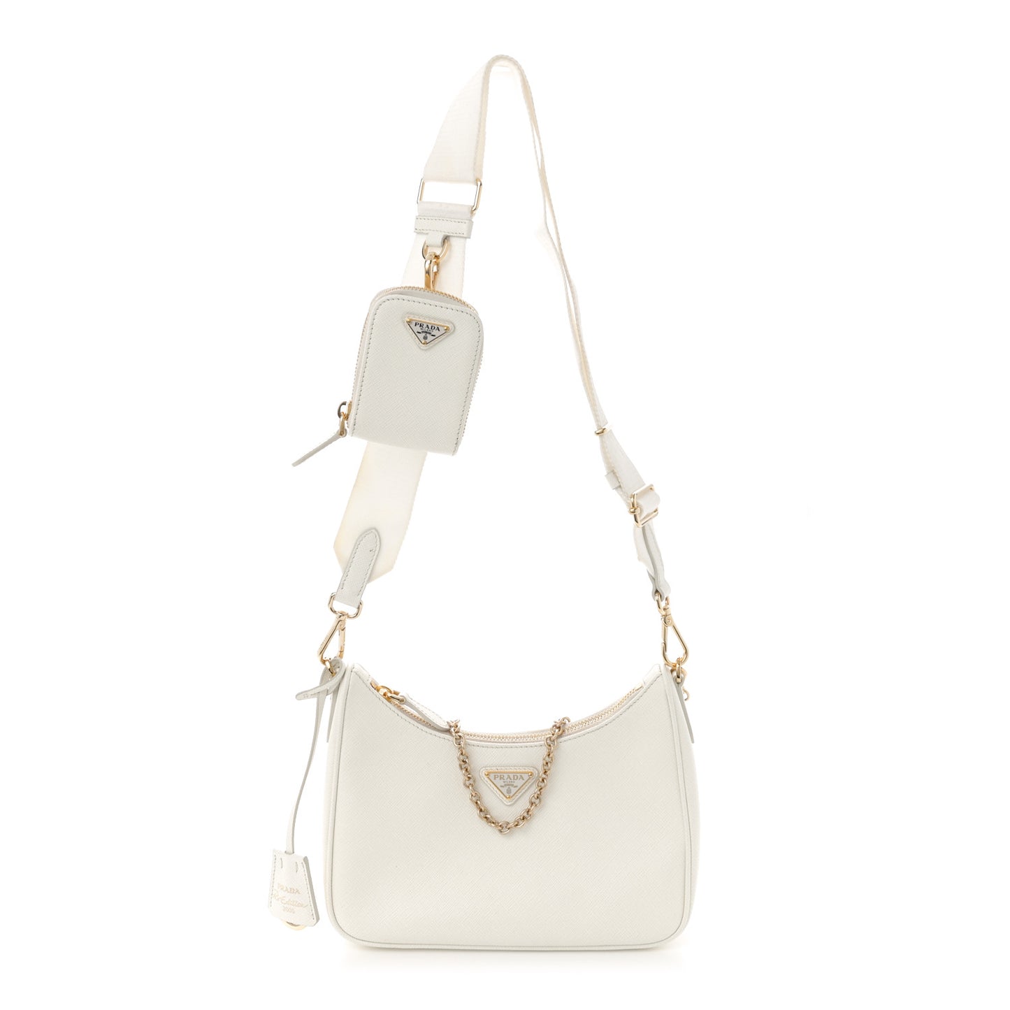 Saffiano Re-Edition 2005 Shoulder Bag White