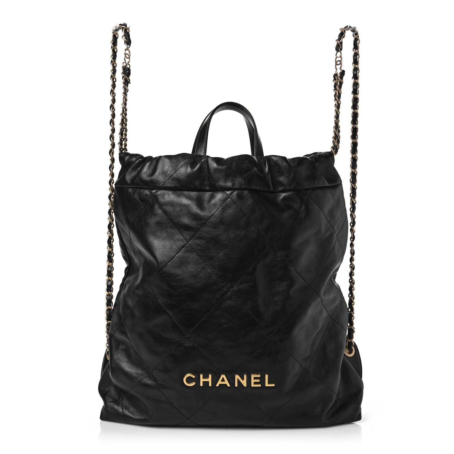 Chanel Shiny Calfskin Quilted Chanel 22 Backpack Black 1 of 9