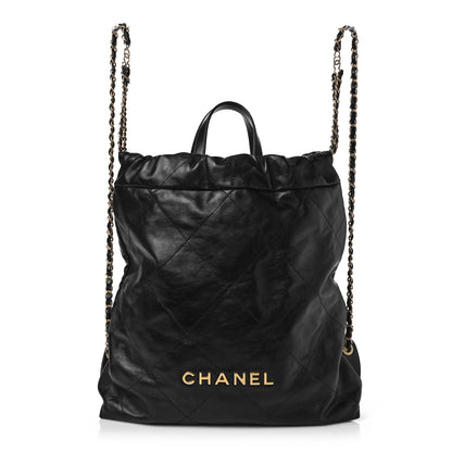 Chanel Shiny Calfskin Quilted Chanel 22 Backpack Black 1 of 9