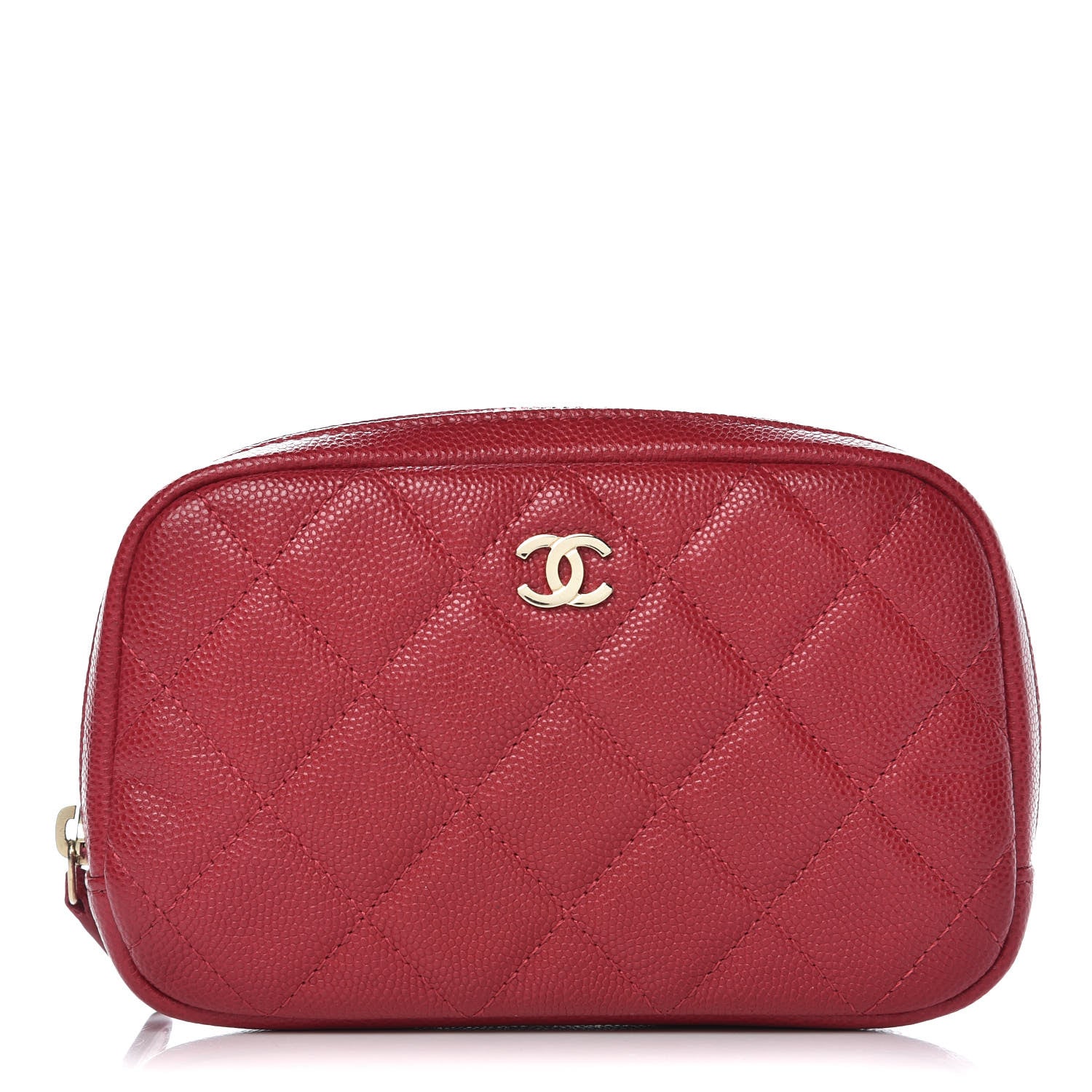 Chanel Caviar Quilted Small Curvy Pouch Cosmetic Case Dark Pink 1 of 8