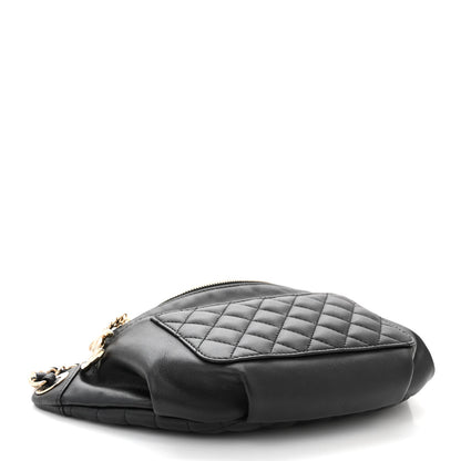 Chanel Lambskin Quilted Waist Bag Fanny Pack Black 4 of 11