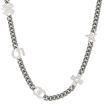 Chanel Ruthenium Crystal Chain CC Lucky Charms Choker Silver 1 of 4