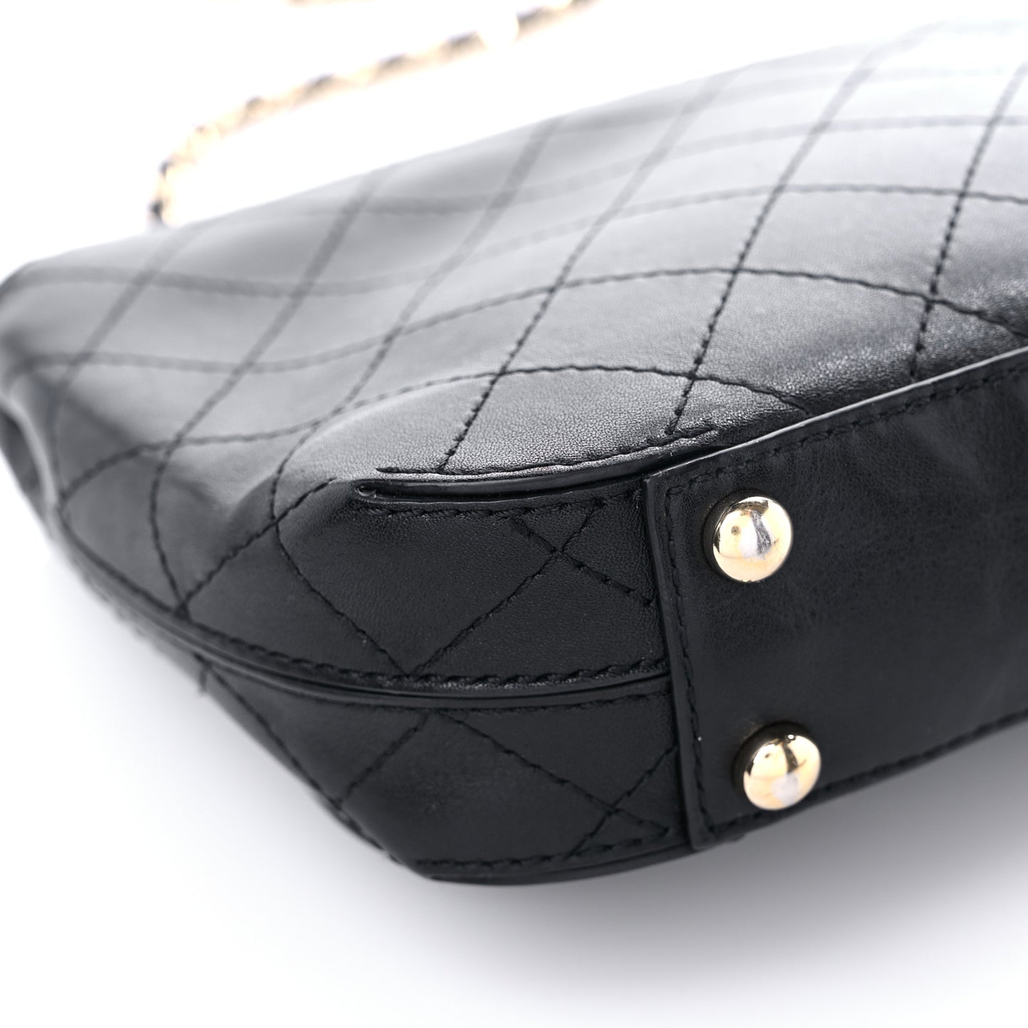 Calfskin Stitched Small Covered CC Flap Bag Black