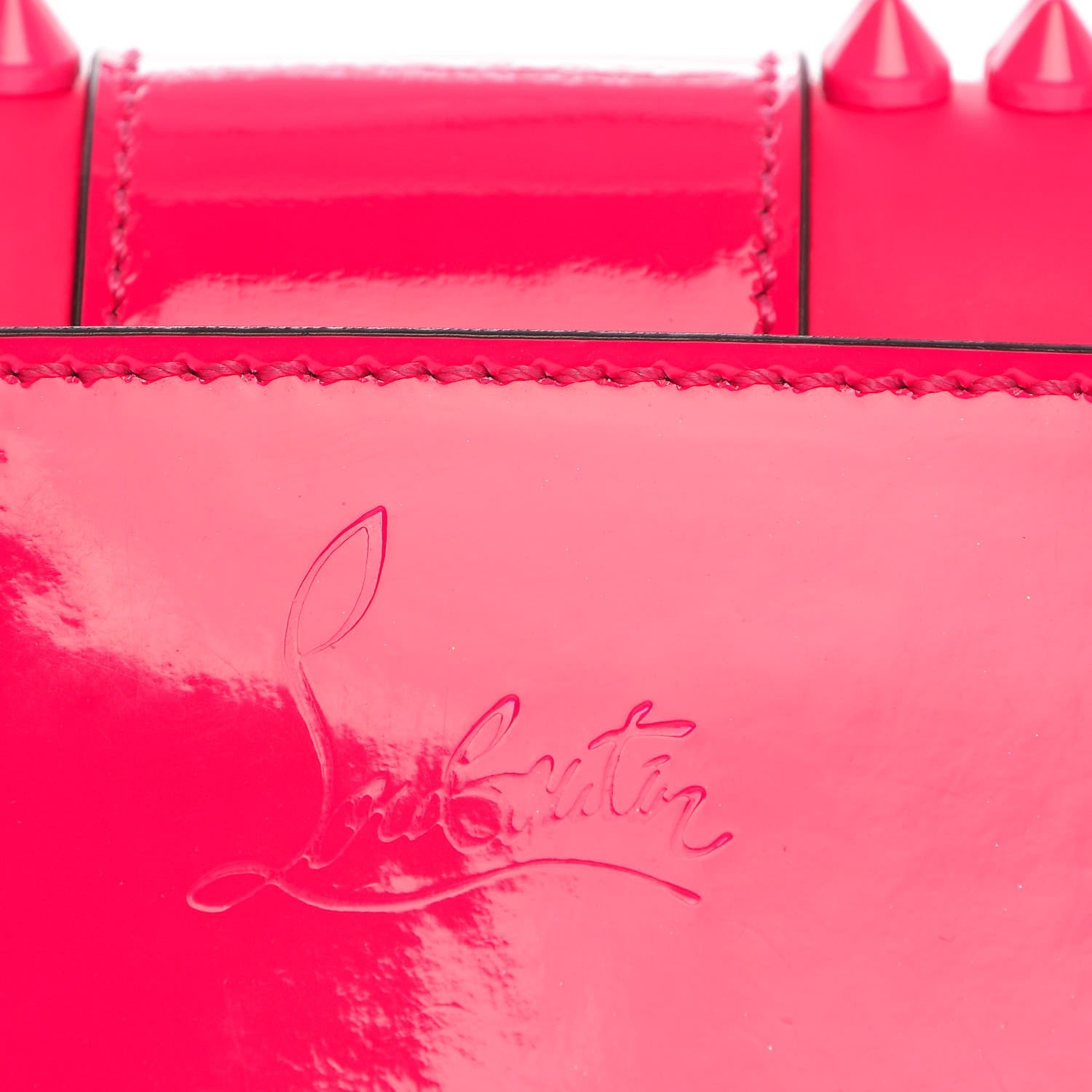 Christian Louboutin Patent Spiked Sweety Charity Crossbody Bag Neon Pink 7 of 9