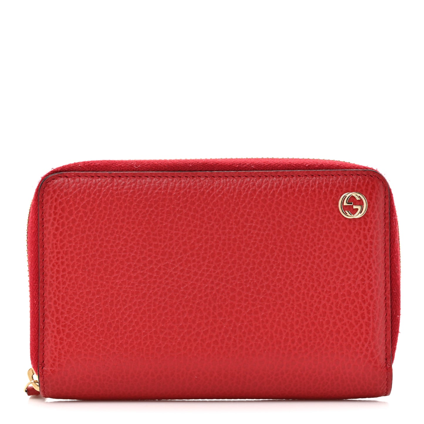 Dollar Calfskin Medium GG Zip Around Wallet Red