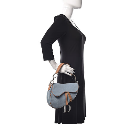 Christian Dior Denim Calfskin Saddle Bag Light Blue 2 of 14