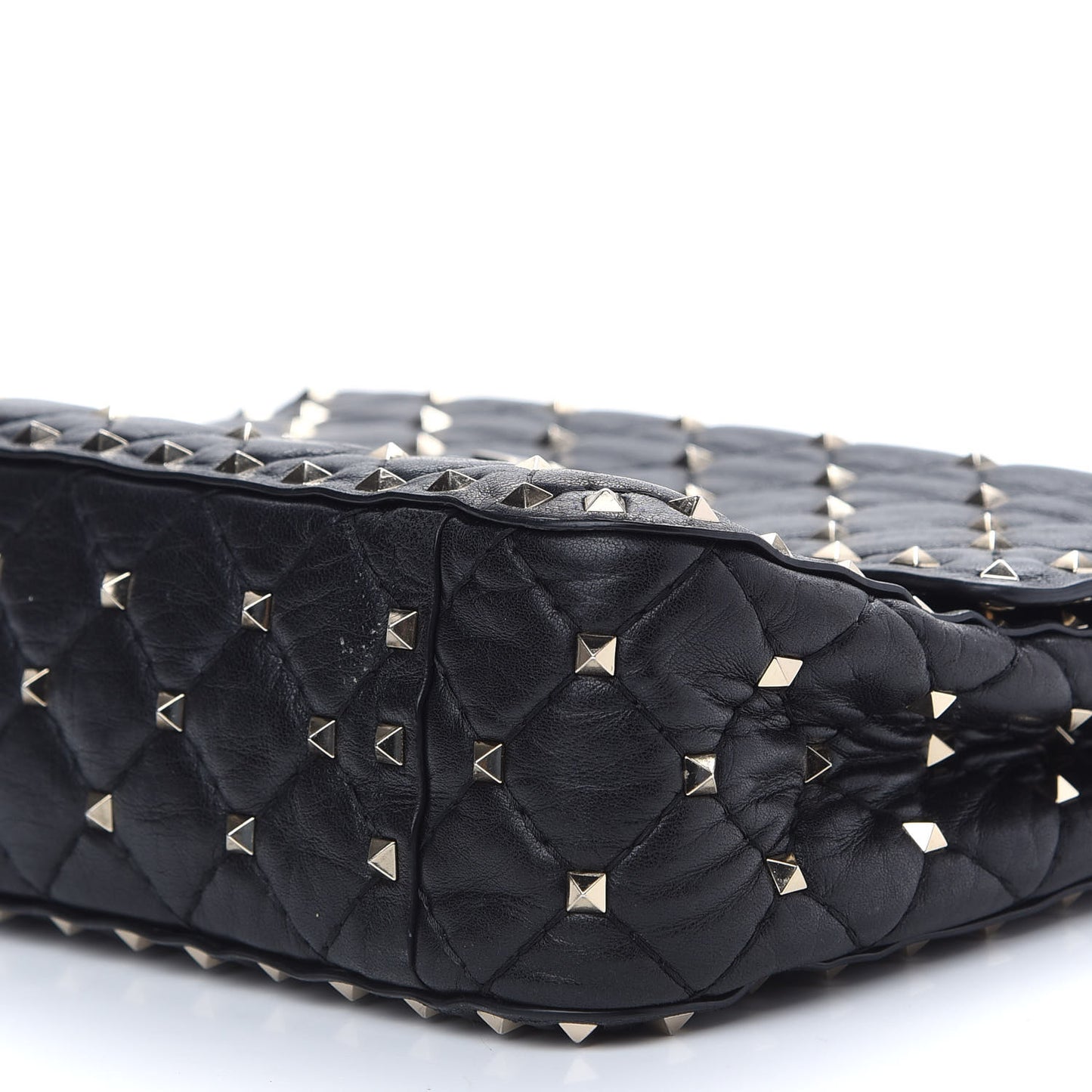 Lambskin Medium Rockstud Spike Shoulder Bag Black