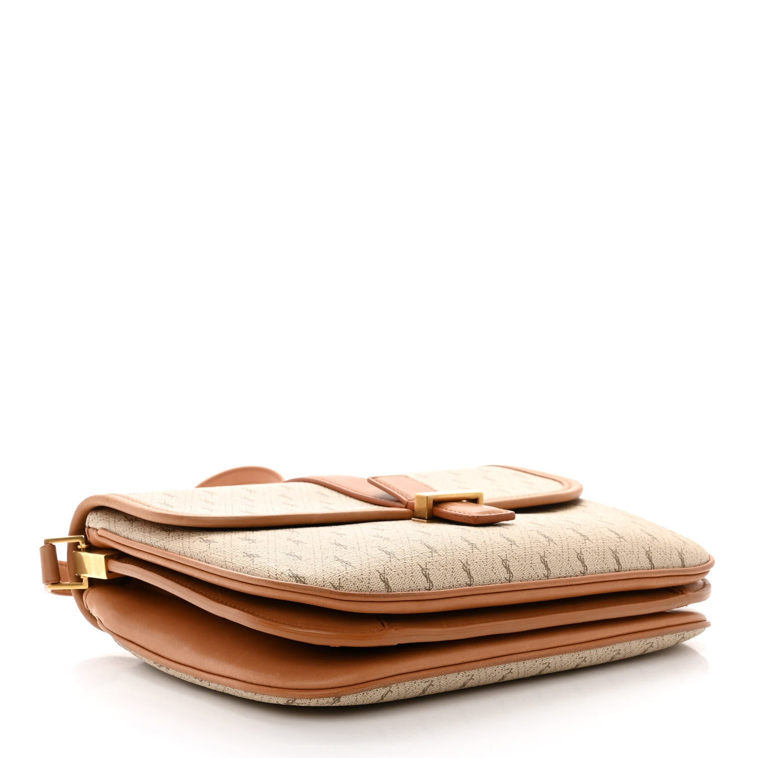 Saint Laurent Canvas All-Over Monogram Small Le Monogramme Satchel Beige Kaki Brown Gold 4 of 10