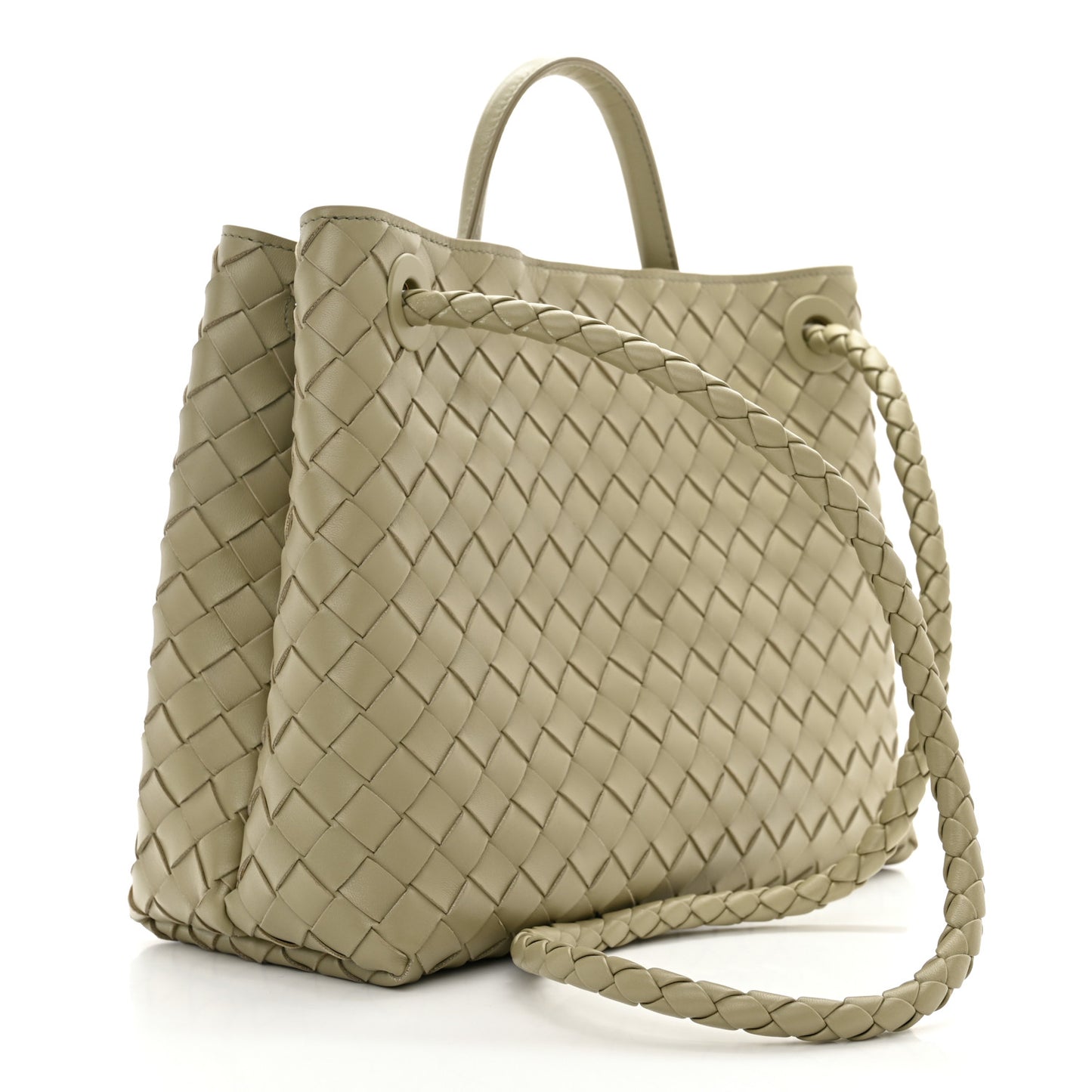 Nappa Intrecciato Medium Andiamo Shoulder Bag Travertine