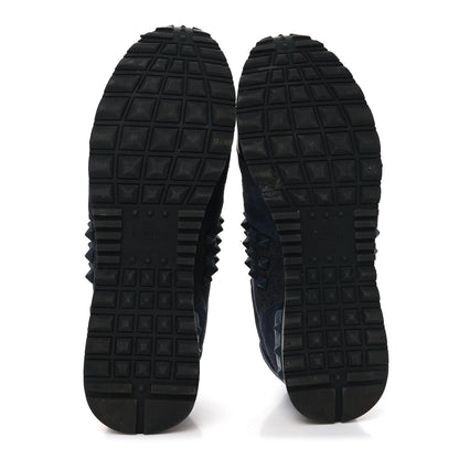 Valentino Garavani Denim Calfskin Suede Womens Rockstud Sneakers 37 Deep Denim 4 of 7