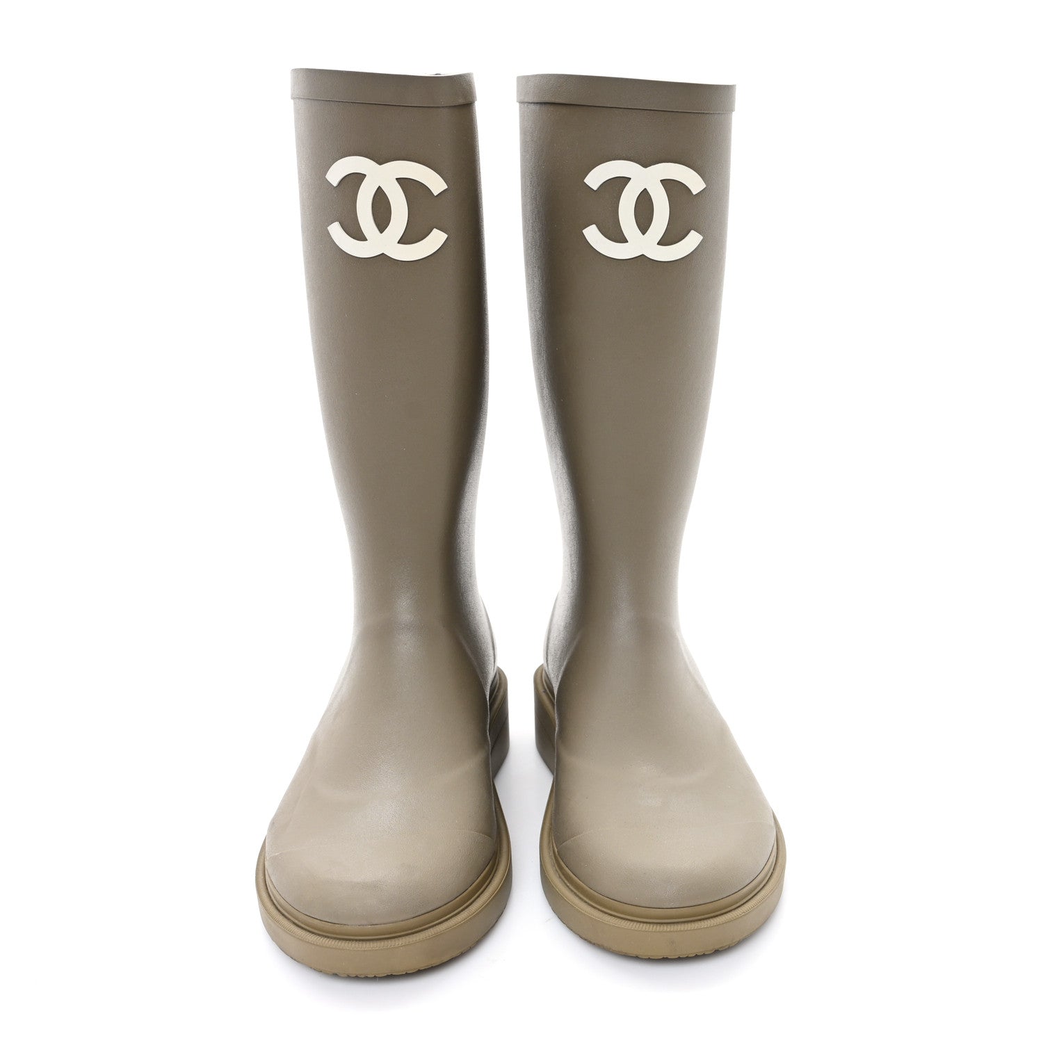 Chanel Caoutchouk CC High Boots 37 Khaki 2 of 10