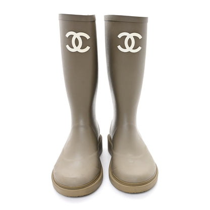 Chanel Caoutchouk CC High Boots 37 Khaki 2 of 10