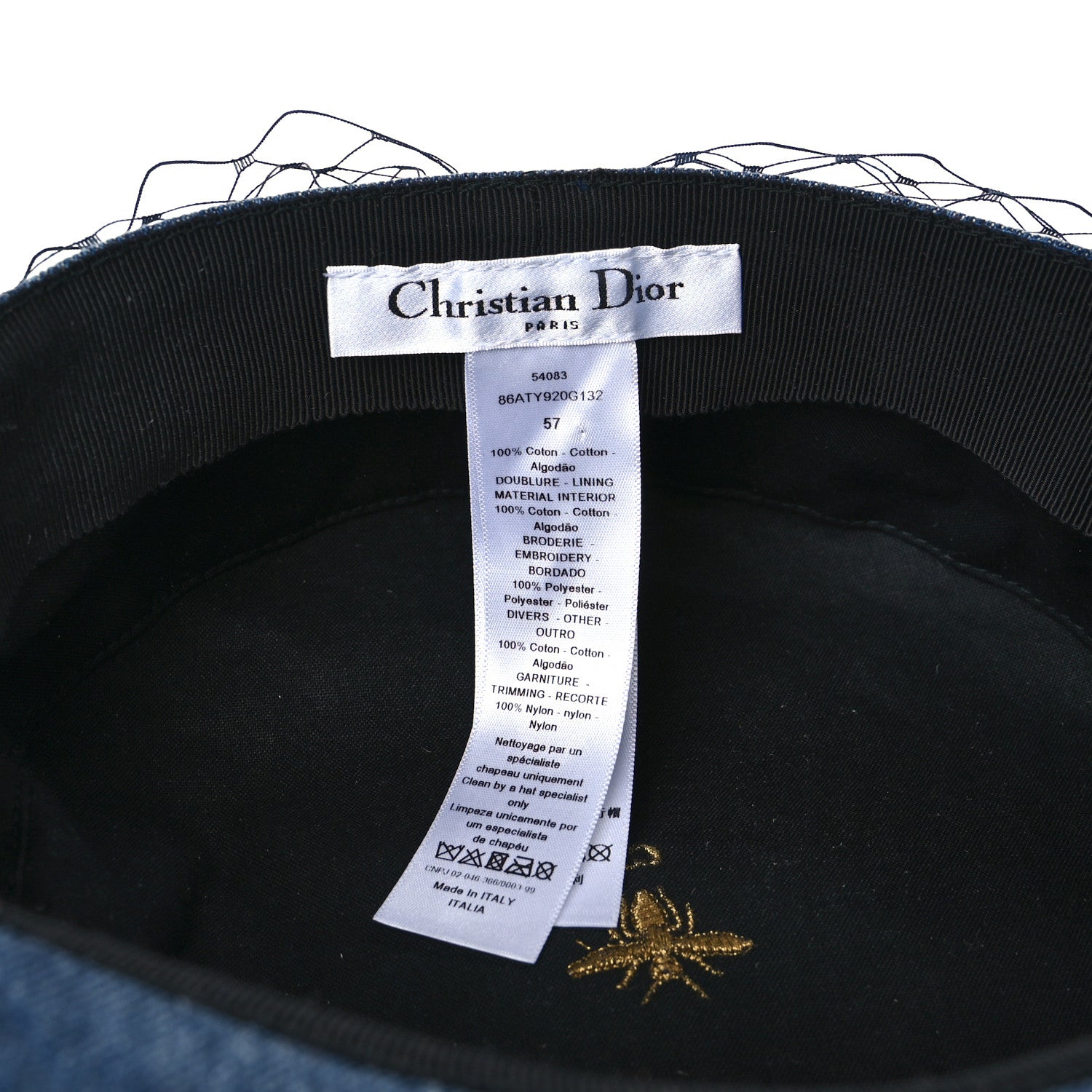 Christian Dior Denim Arty Veil Cap 57 Blue 8 of 8