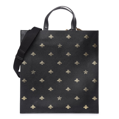 Gucci Grained Calfskin Bee Star Vertical Tote Black 1 of 11