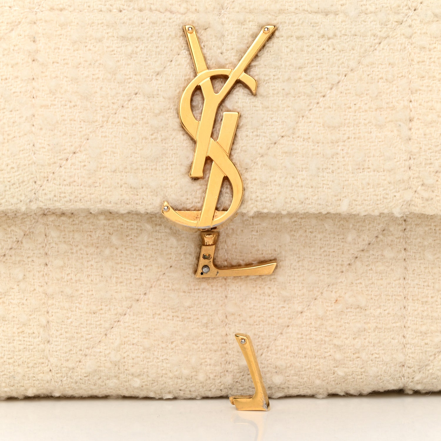 Saint Laurent Boucle Tweed Patchwork Monogram Medium Jamie Baguette Craie 12 of 12