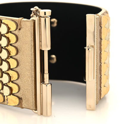 Chanel Metallic Calfskin Scale CC Cuff Bracelet M Gold 4 of 5