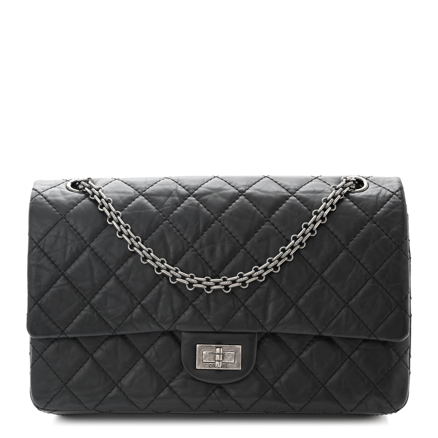 Aged Calfskin Quilted 2.55 Reissue 226 Flap Black