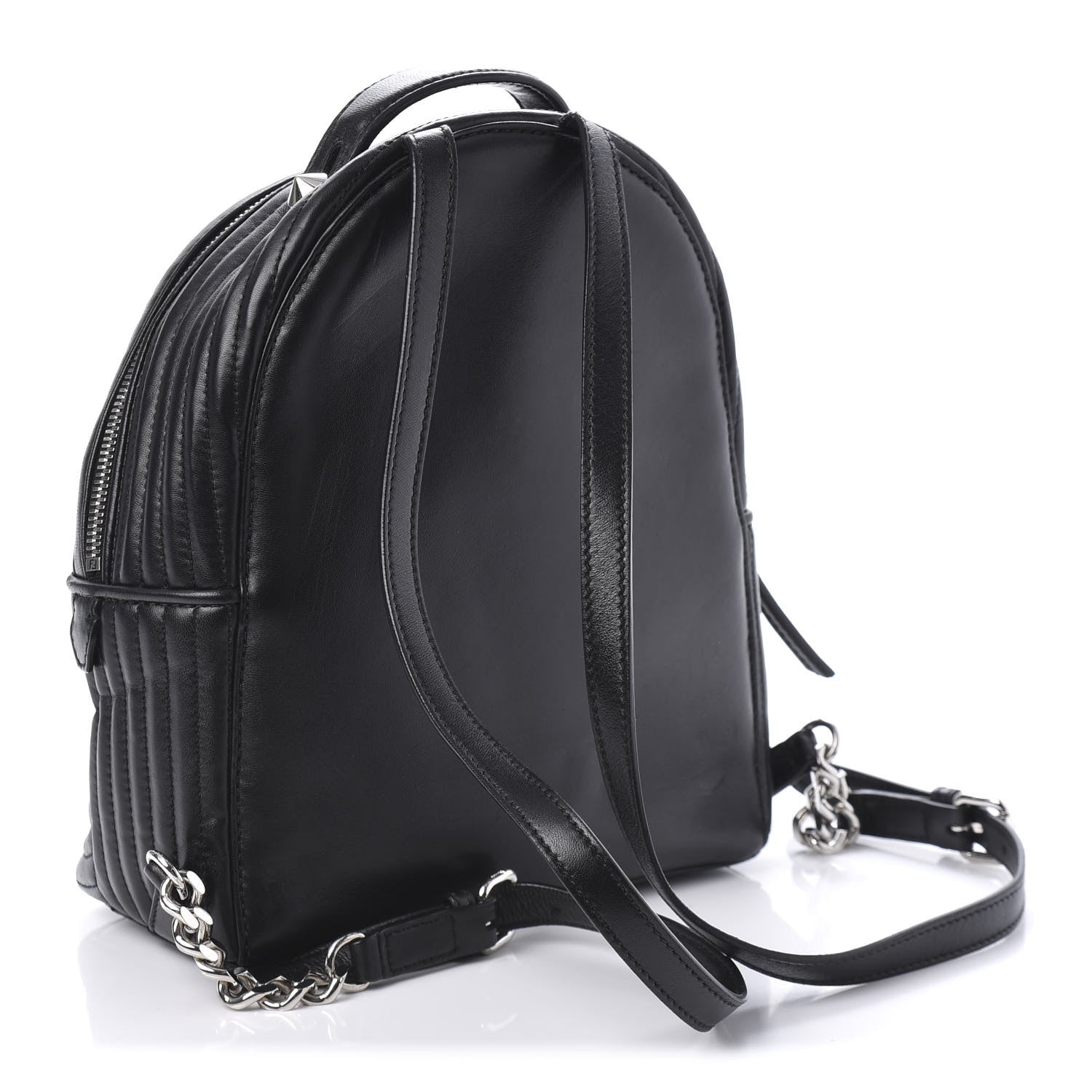 Fendi Shiny Nappa Trapuntata Mini Backpack Black 2 of 9