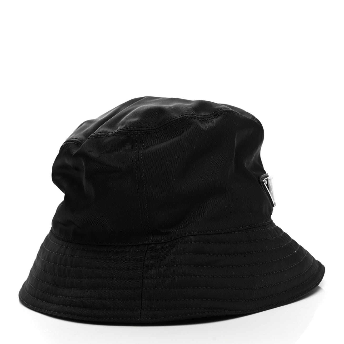 Re-Nylon Metal Triangle Logo Womens Bucket Hat M Black
