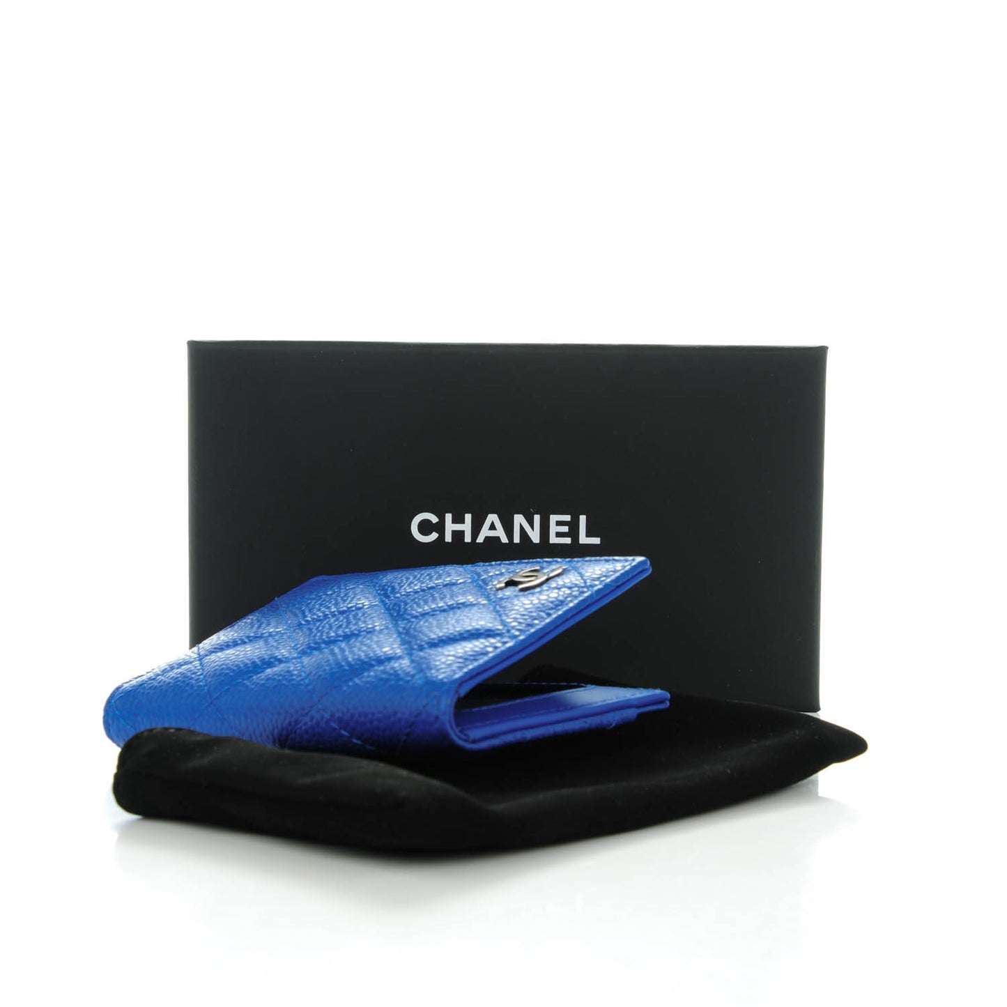 Caviar Quilted Card Holder Blue