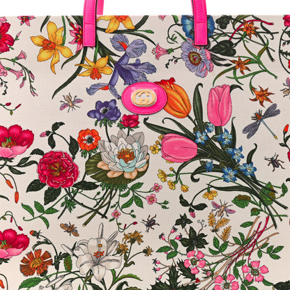 Gucci Canvas Large Flora Tote Pink Multicolor Fuchsia 8 of 10
