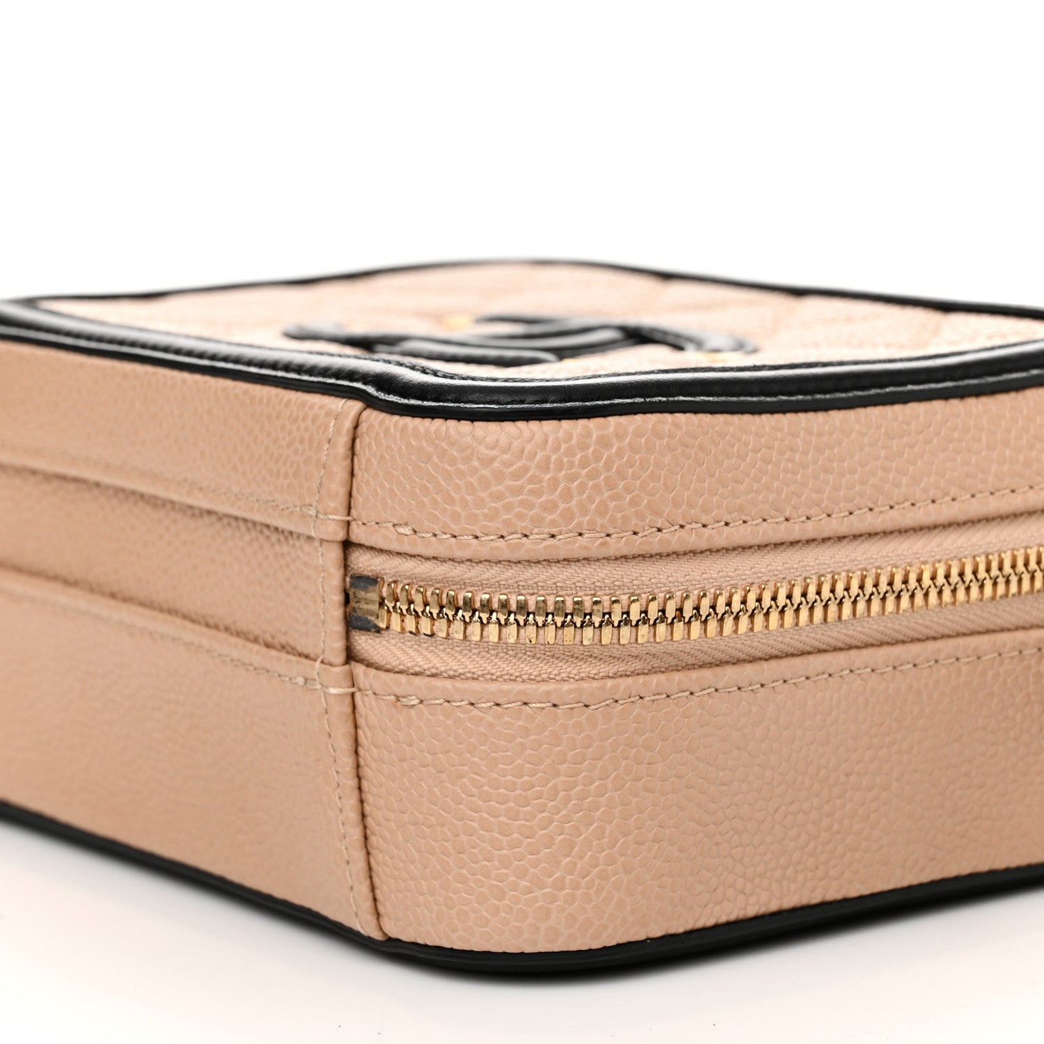 Chanel Caviar Quilted Small CC Filigree Vanity Case Beige Black 10 of 11