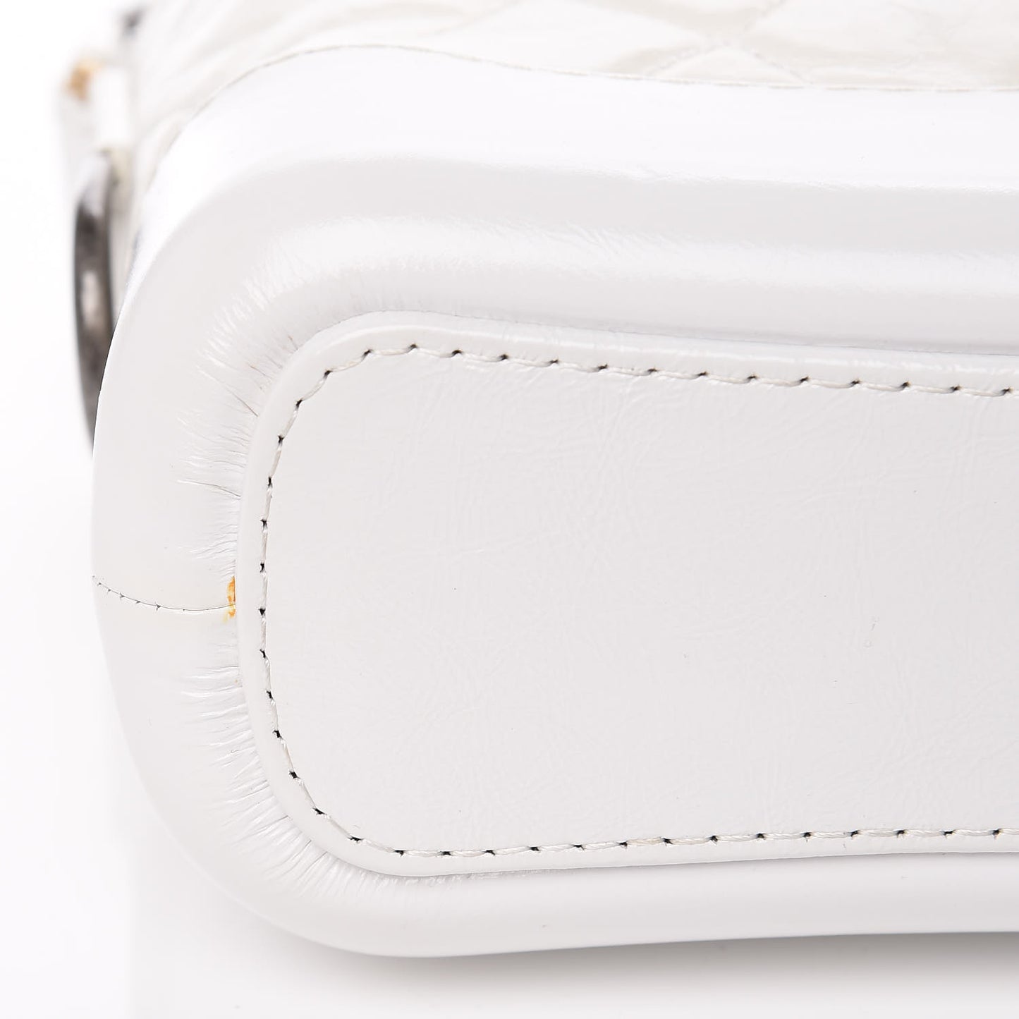 Patent Goatskin Quilted Small Gabrielle Hobo White