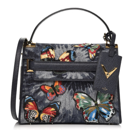 Valentino Garavani Denim Butterfly Embroidered Small My Rockstud Frame Bag Blue 1 of 8