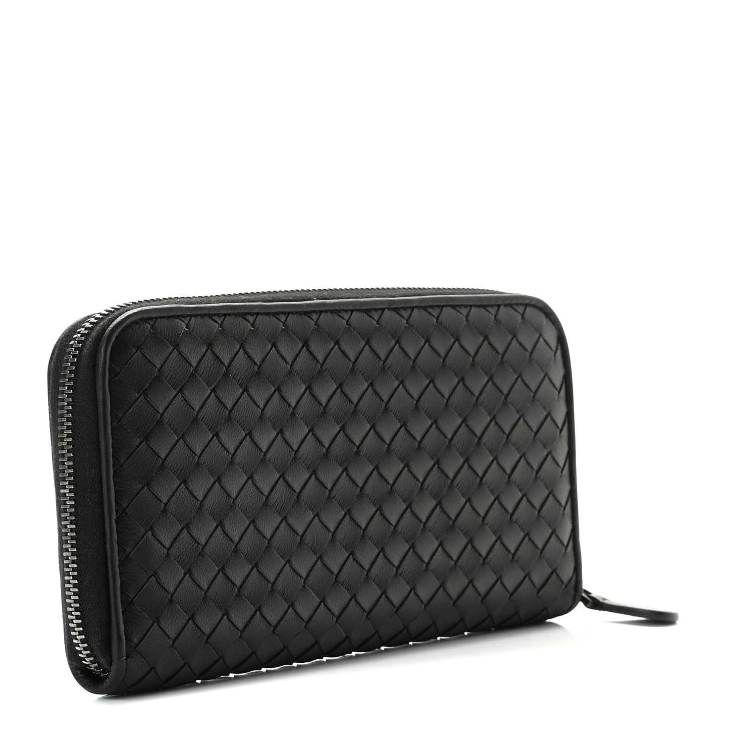 Bottega Veneta Goatskin Intrecciato Zip Around Wallet Black 2 of 9