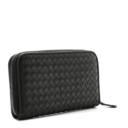 Bottega Veneta Goatskin Intrecciato Zip Around Wallet Black 2 of 9