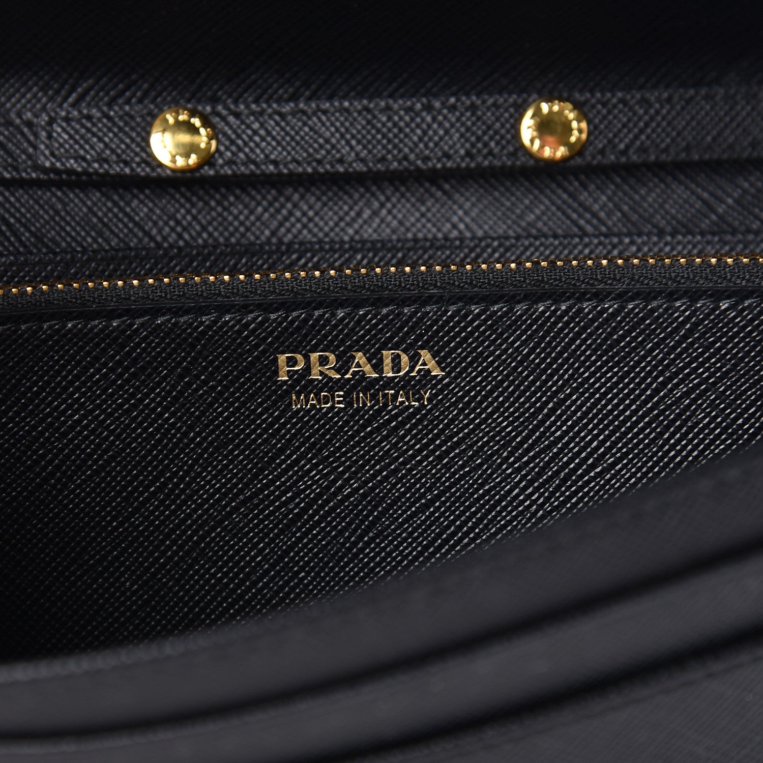 Prada Saffiano Metal Oro Chain Wallet Black 6 of 8