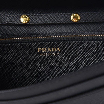 Prada Saffiano Metal Oro Chain Wallet Black 6 of 8