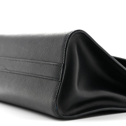 Prada Saffiano Cuir Calfskin Monochrome Envelope Flap Chain Shoulder Bag Black 9 of 12
