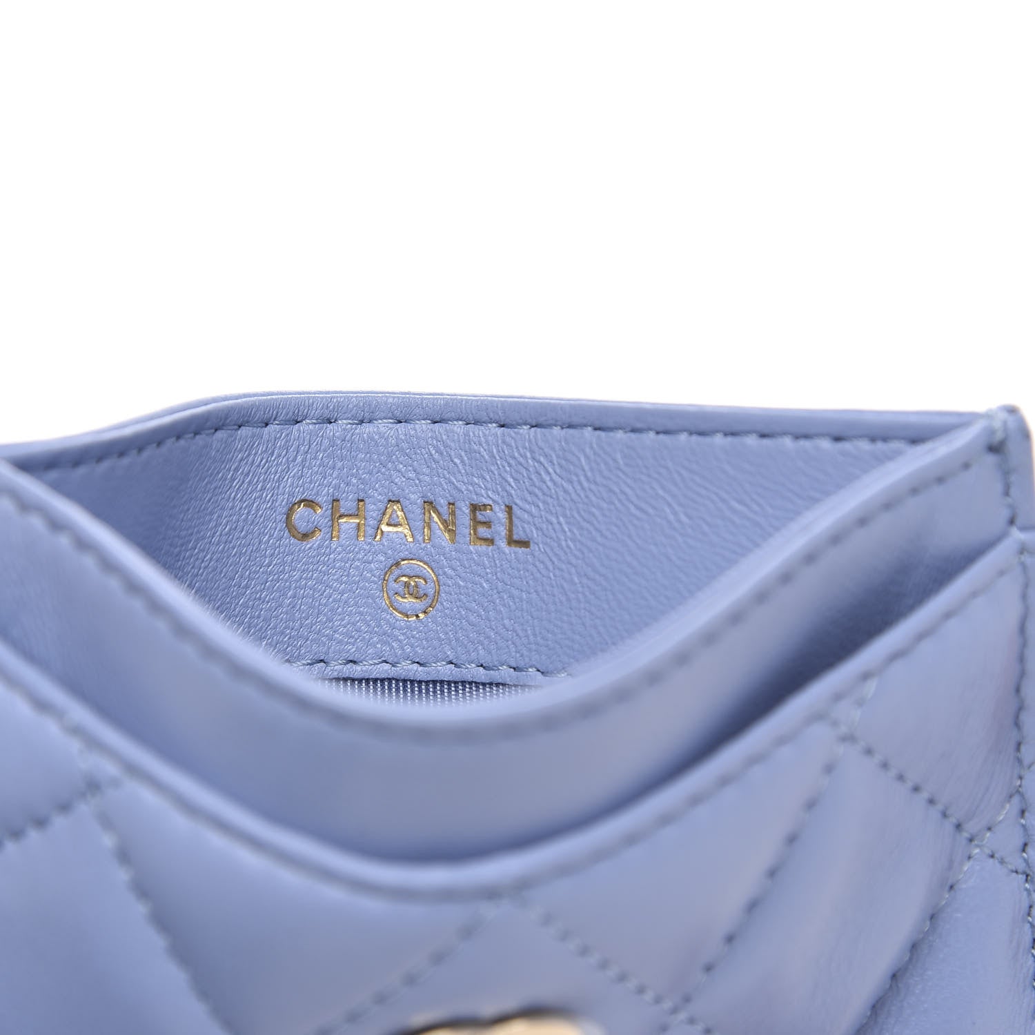 Chanel Lambskin Quilted Card Holder Light Blue 6 of 9