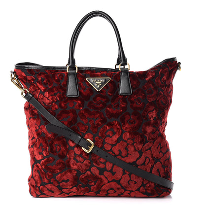 Prada Velvet Saffiano Tote Red 1 of 16