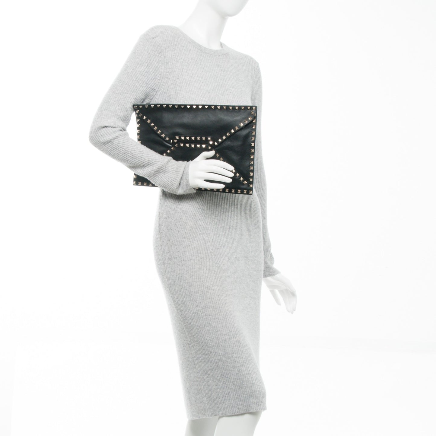 Vitello Untitled Rockstud Envelope Clutch Black